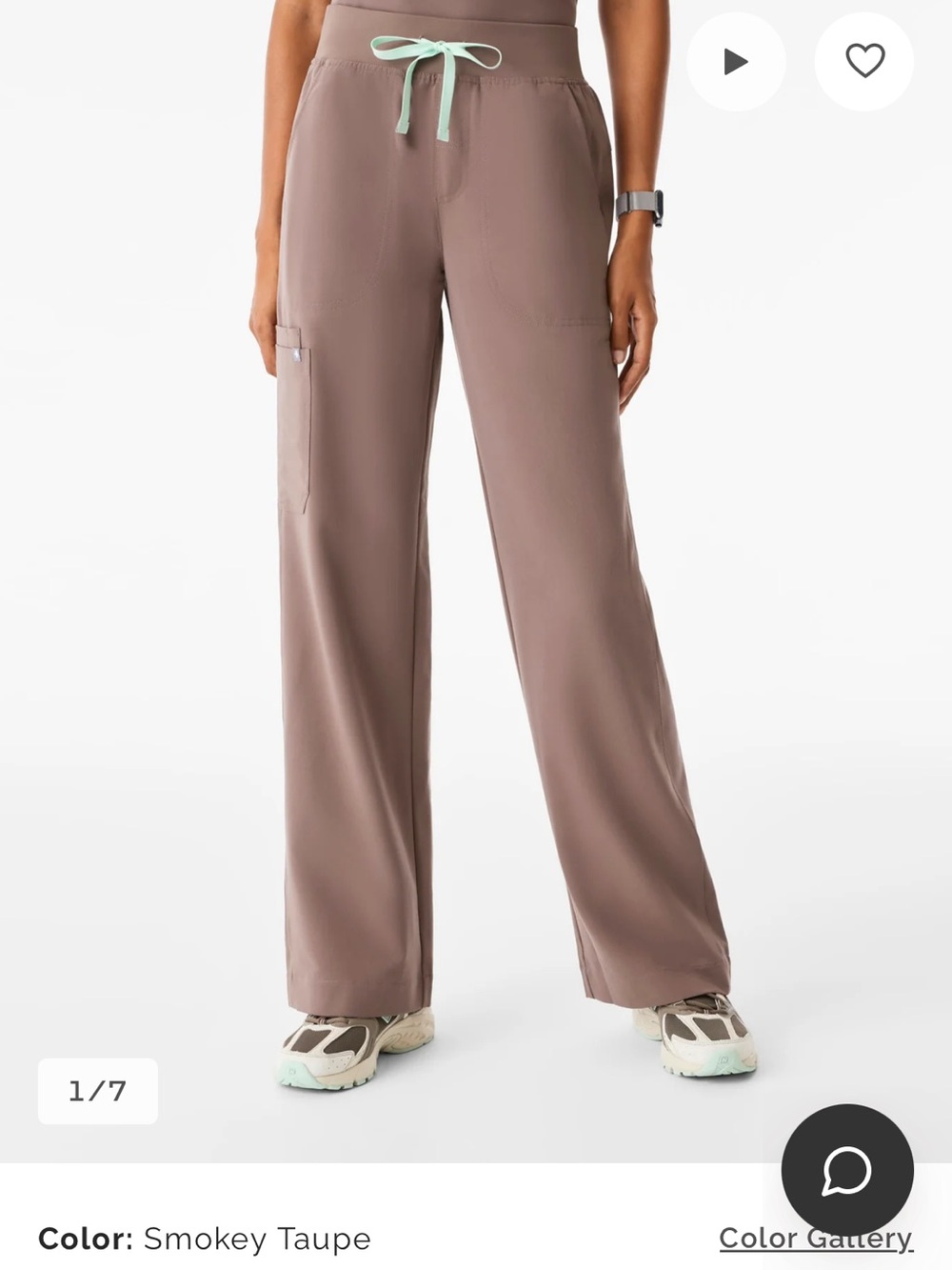FIGS Smokey Taupe ISABEL Wide-Leg PANTS